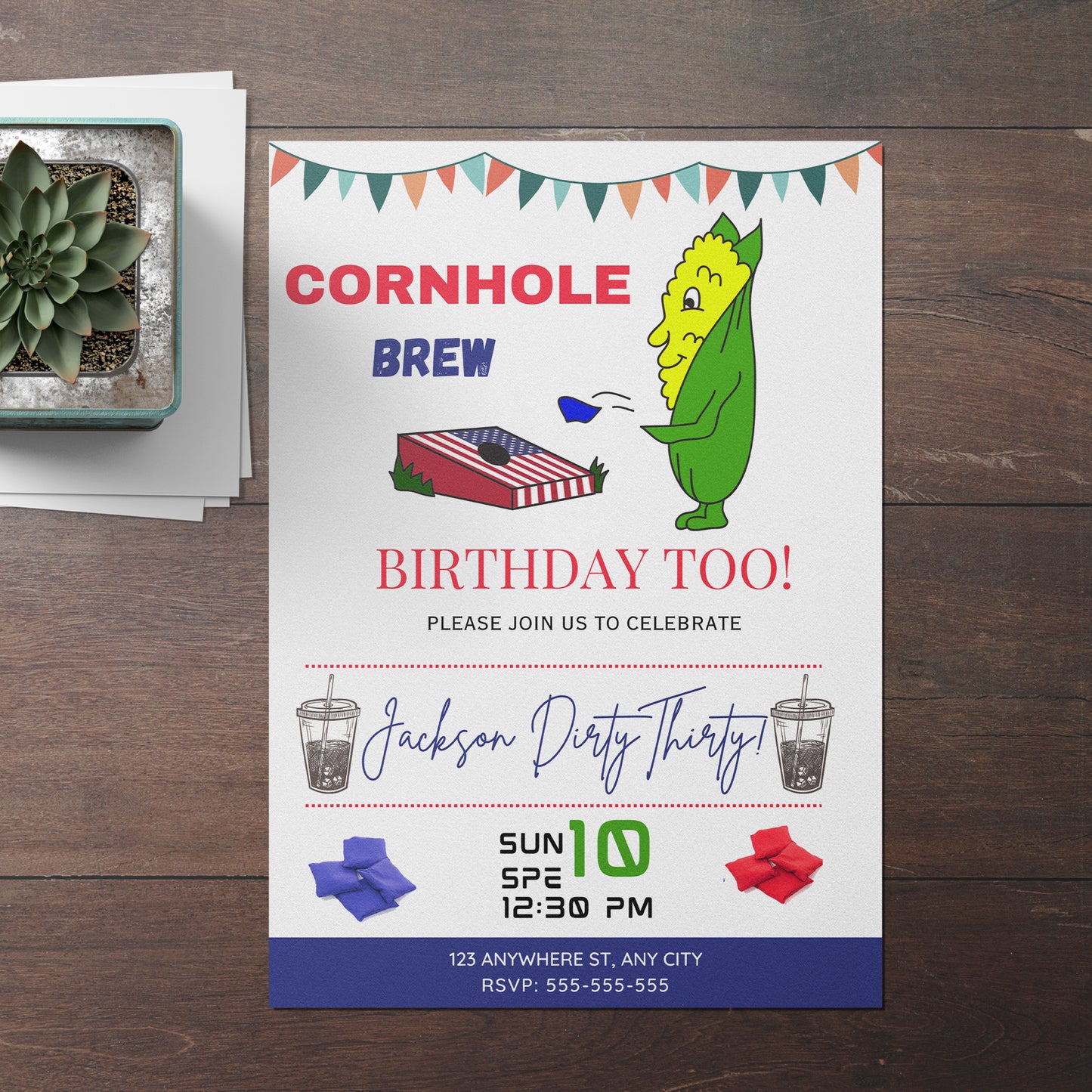 Cornhole Birthday Invitation Template