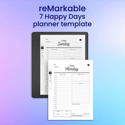 7 reMarkable 2 Happy Days Planner Template