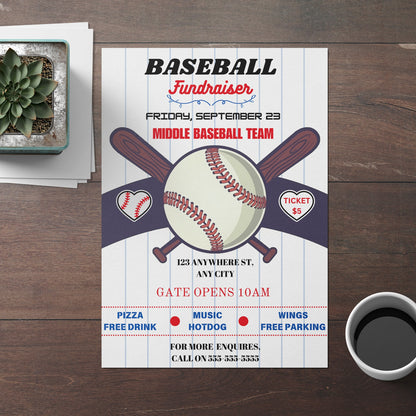 Baseball Fundraiser Flyer Template CreativeRino