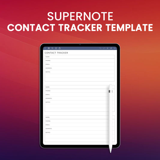 Supernote Contact Tracker Template Planner Template