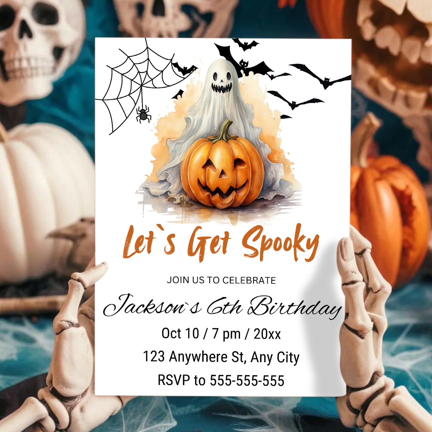 Lets Get Spooky Halloween Invitation Template