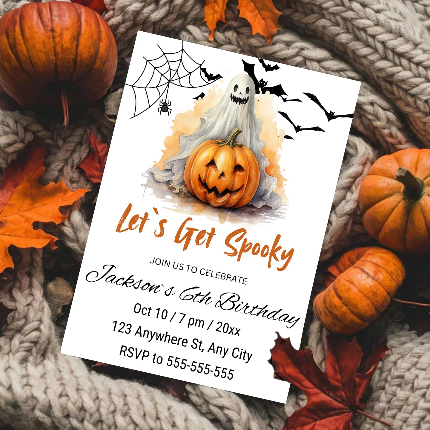 Lets Get Spooky Halloween Invitation Template