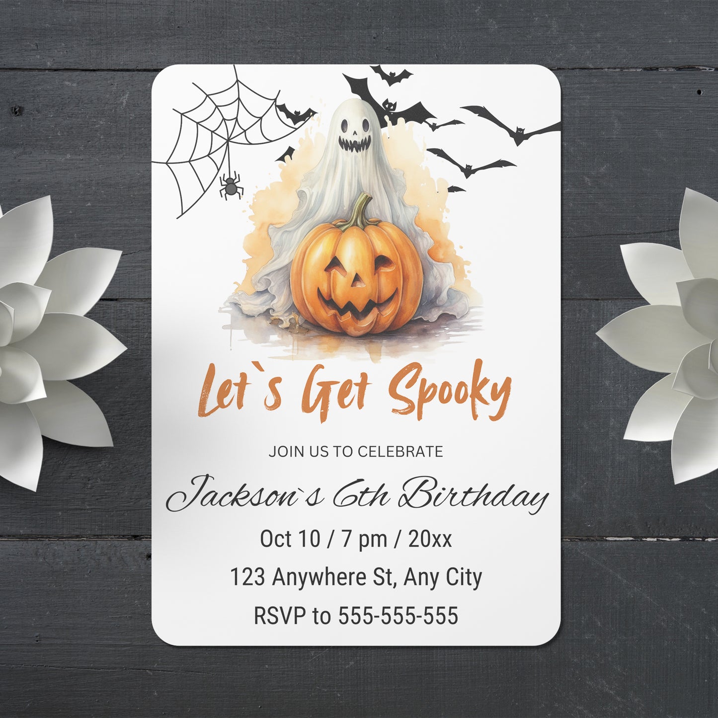 Lets Get Spooky Halloween Invitation Template