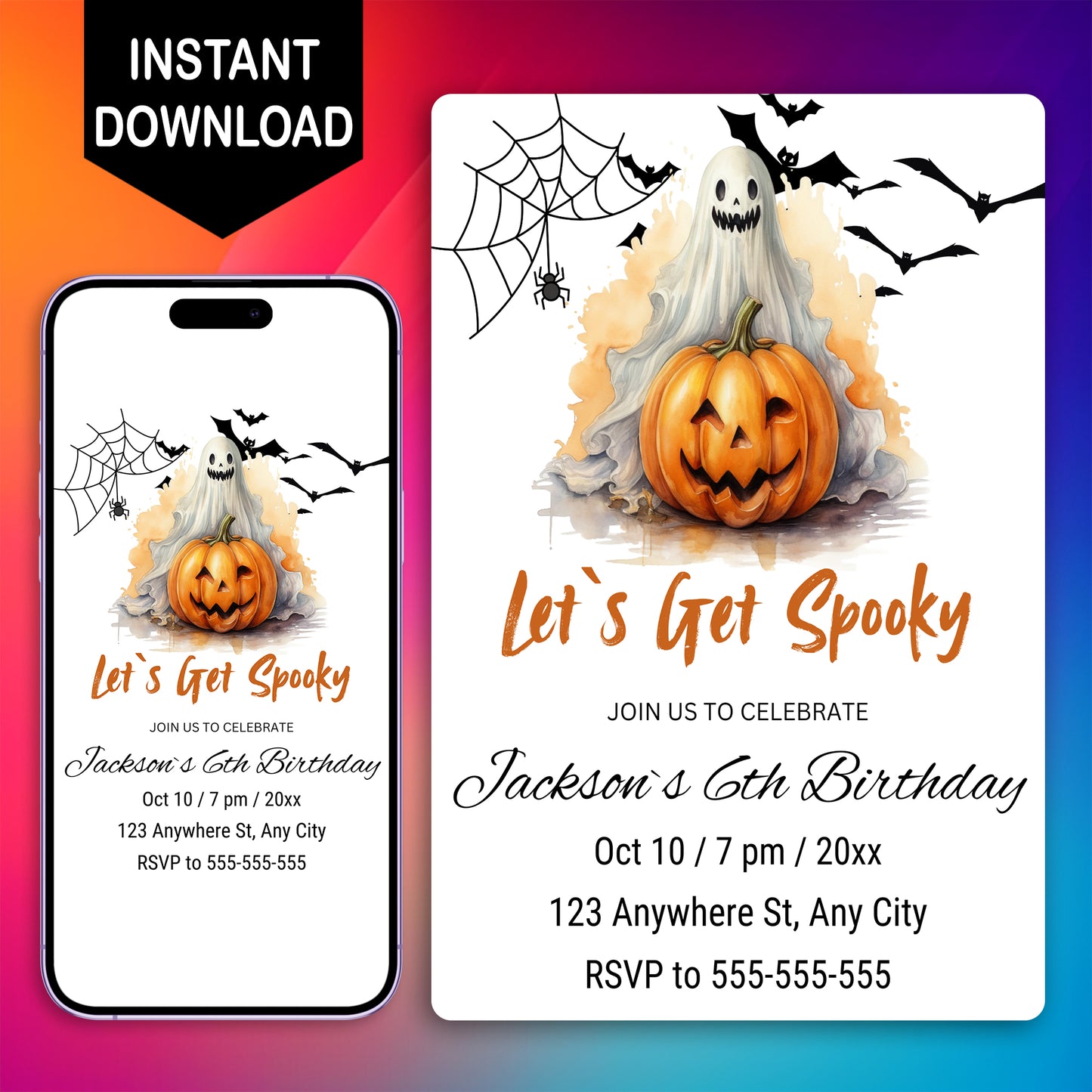 Lets Get Spooky Halloween Invitation Template