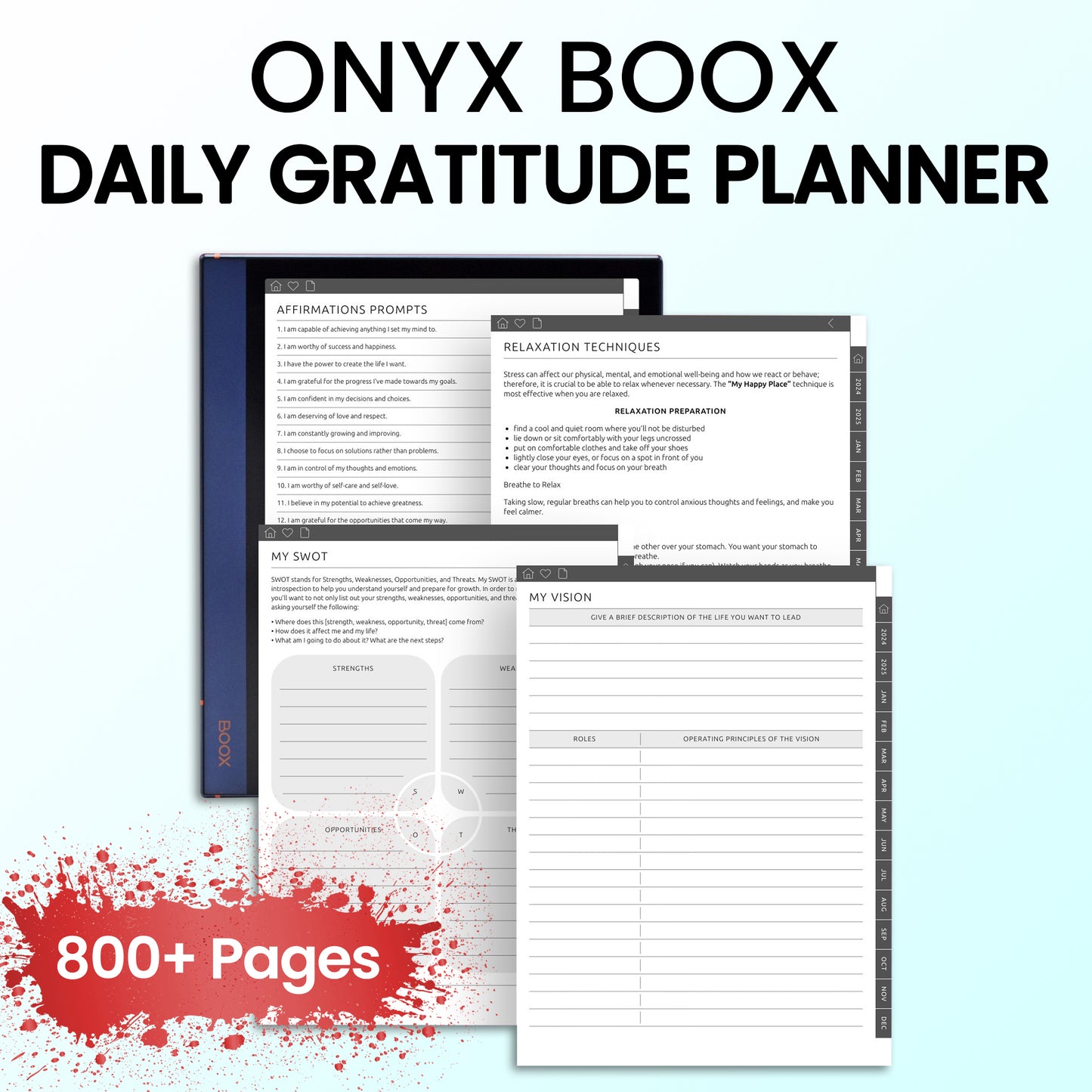 Onyx Boox Daily Gratitude Planners Template