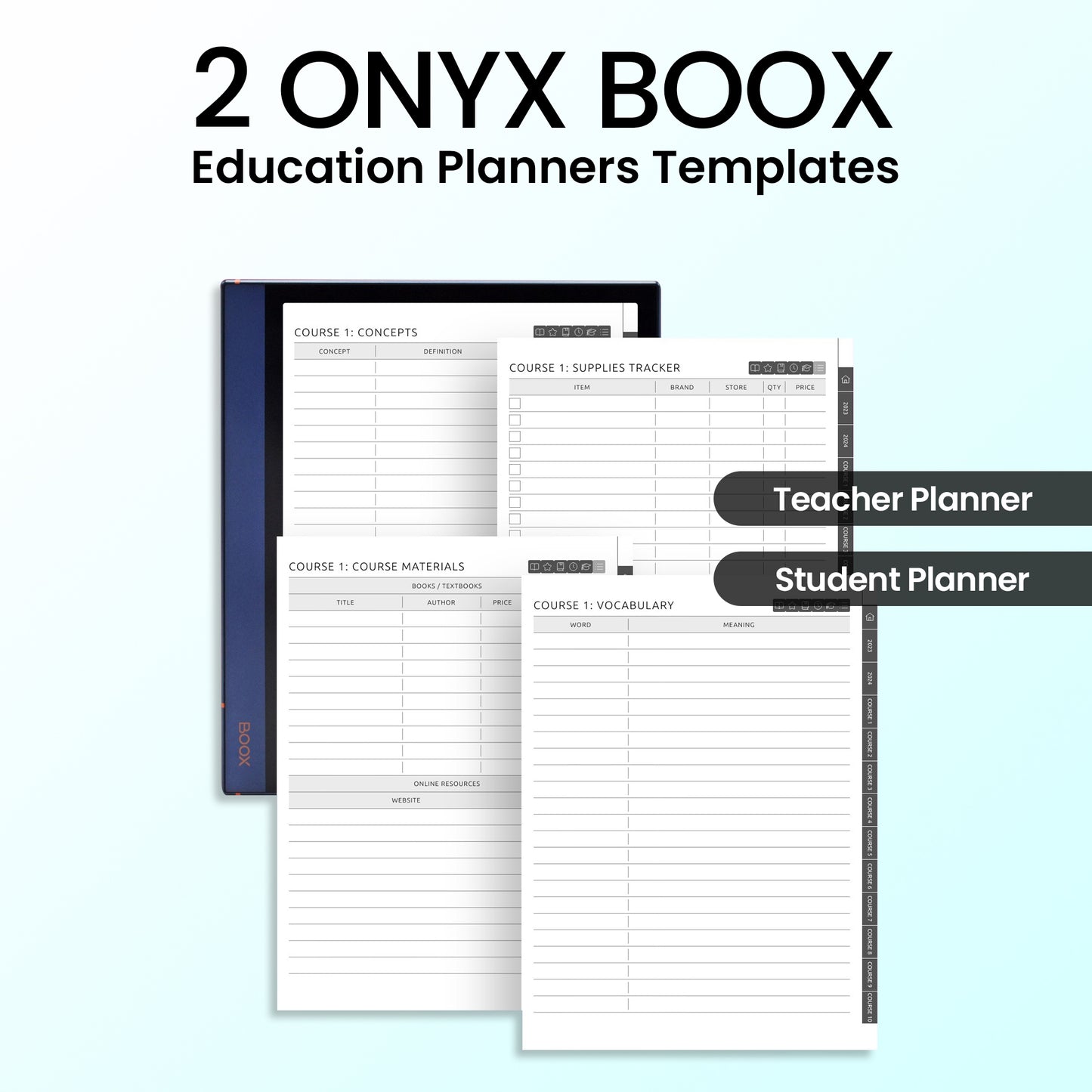 2 Onyx Boox Education Planners Template Bundle