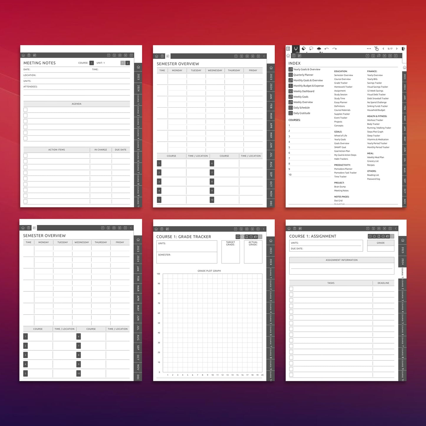 2 Supernote Education Planners Template Bundle