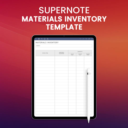 Supernote Materials Inventory Template Planner Template