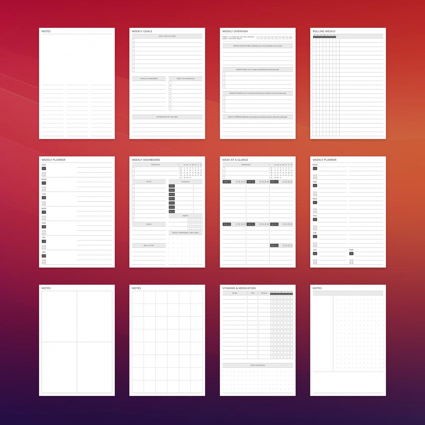 Supernote Weekly Planner Template