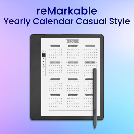 reMarkable 2 Yearly Calendar - Casual Style Planner Template