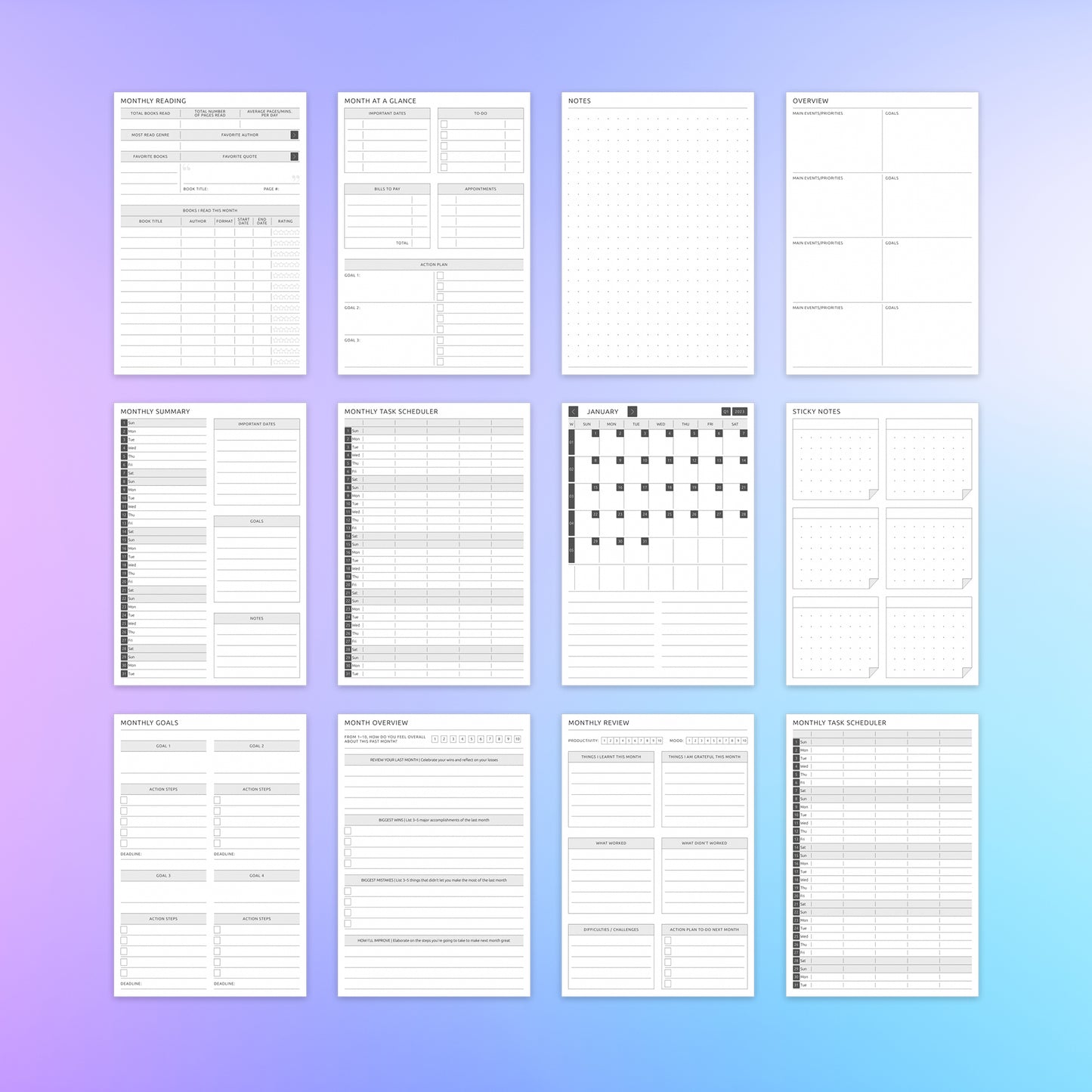 reMarkable 2 Monthly Planner Template