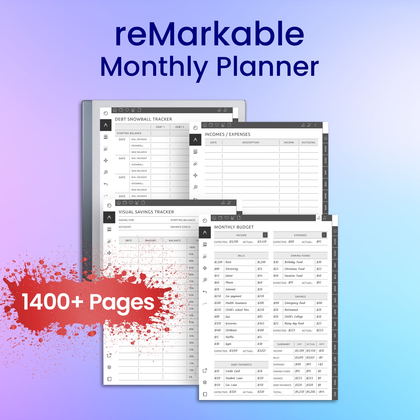 reMarkable 2 Monthly Planner Template