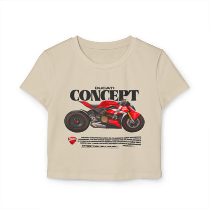 Ducati Concept Women's Baby Tee - Stylish Motorcycle Graphic Top - CreativeRino