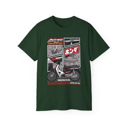 Honda Astrea Grand Vintage Motorcycle Tee - Retro Graphic Unisex Ultra Cotton T-Shirt - CreativeRino