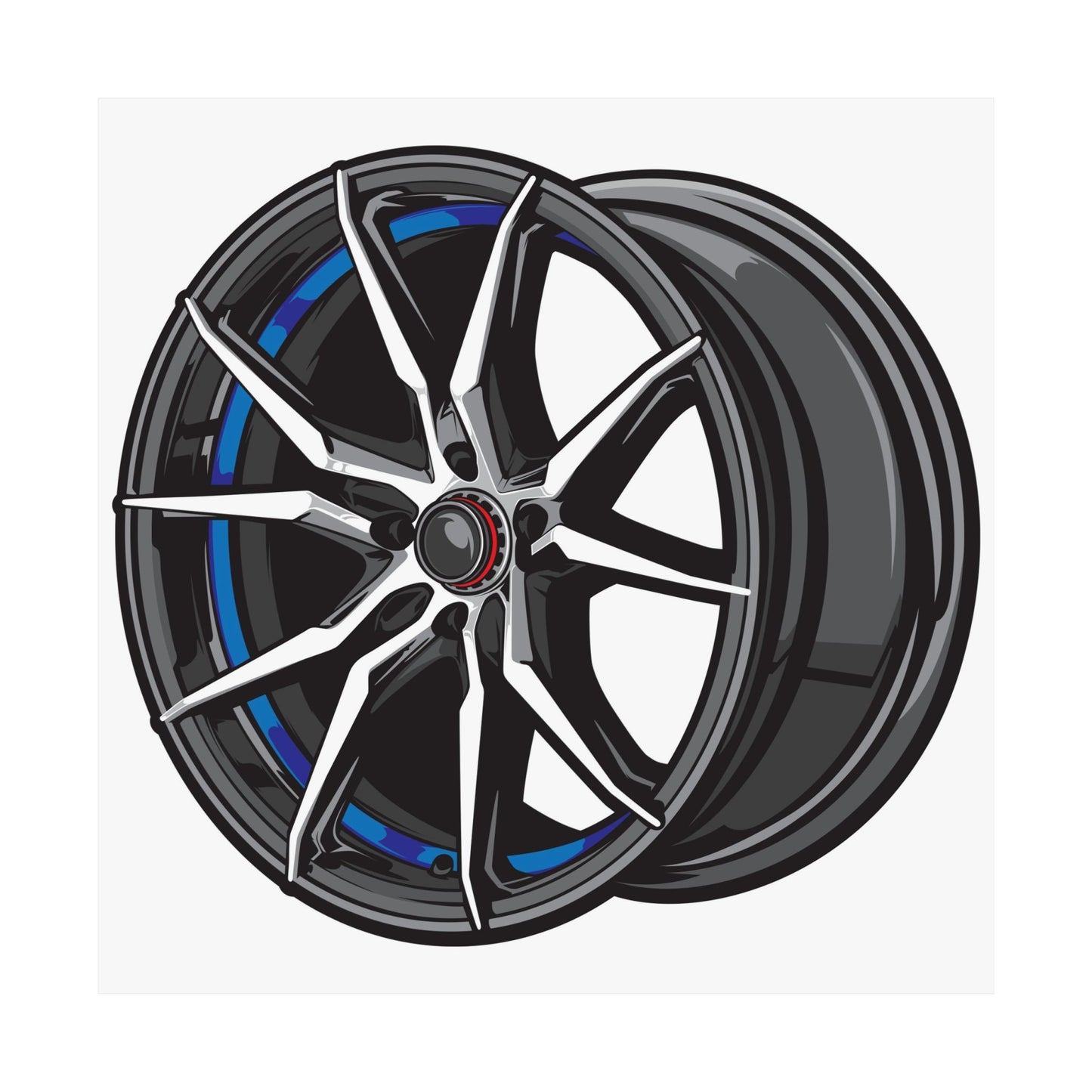 Car Enthusiast Matte Square Posters - Stylish Wheel Design for Auto Lovers - CreativeRino