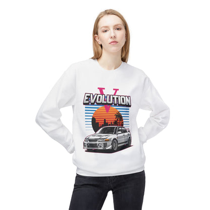 Retro Car Evolution Crewneck Sweatshirt - Unisex Midweight Fleece - CreativeRino