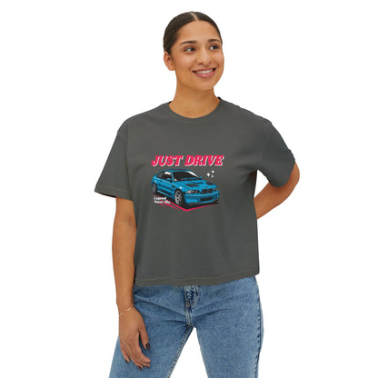 Just Drive Women's Boxy Tee - Casual Car Lover T-shirt - CreativeRino
