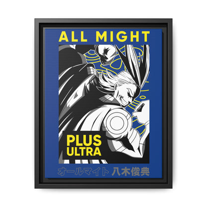 All Might Plus Ultra Canvas Wall Art - Framed Manga Poster for Anime Fans - CreativeRino