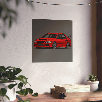 Stylish Car Matte Square Poster of a Red Sports Car - Perfect Poster for Car Enthusiasts & Decor - CreativeRino