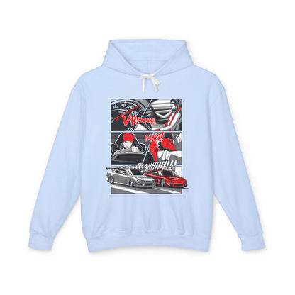 Racing Vibes Unisex Lightweight Hooded Sweatshirt - Motorsport Graphic Design - CreativeRino