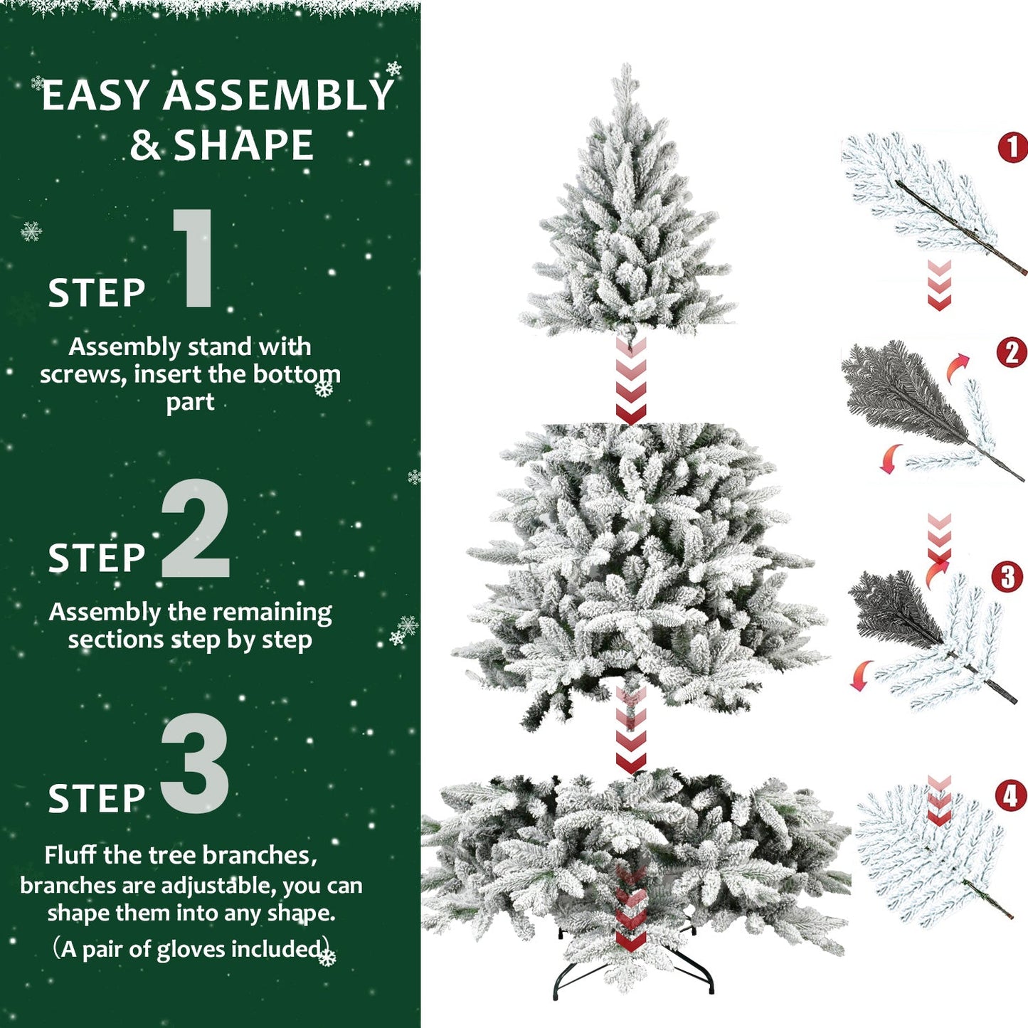 5FT Snow Flocked Artificial Christmas Tree | Realistic PE & PVC Blend for Cozy Decor eprolo