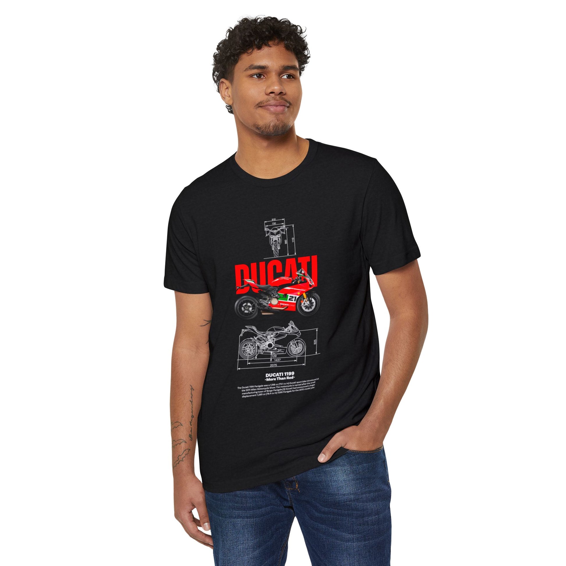 Ducati 1199 Graphic Unisex Recycled Organic T-Shirt - Eco-Friendly Biker Apparel - CreativeRino