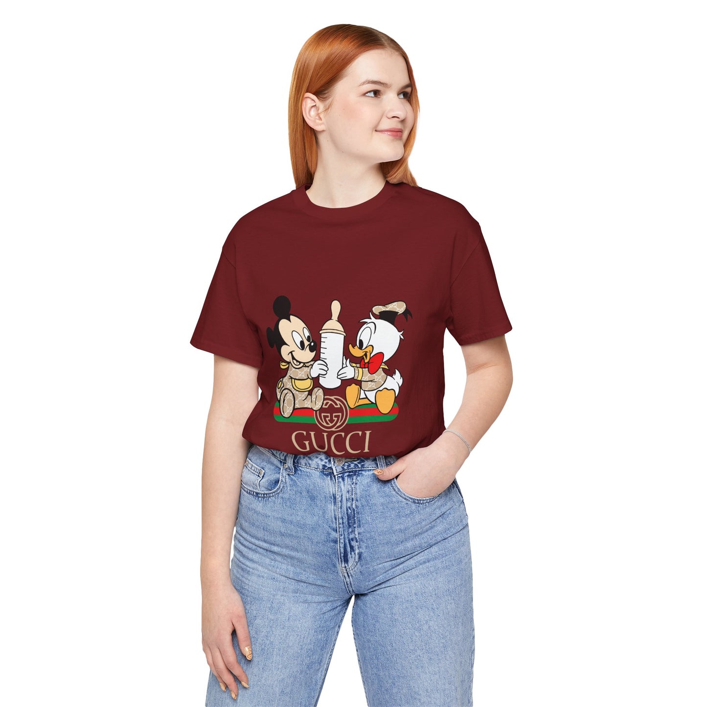 Cute Baby Mickey Mouse and Donald Duck Character Tee - Gucci Inspired Unisex Short Sleeve T-shirt - CreativeRino