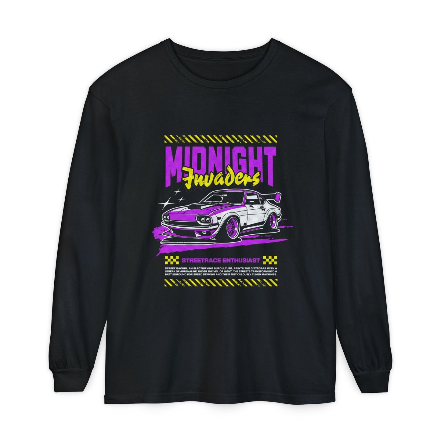 Midnight Fruders Car Graphic Unisex Long Sleeve T-Shirt - Perfect for Auto Enthusiasts - CreativeRino