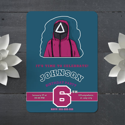 Squid Game Birthday Invitation Template - CreativeRino