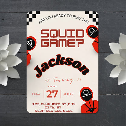 Squid Game Birthday Invitation Template - CreativeRino
