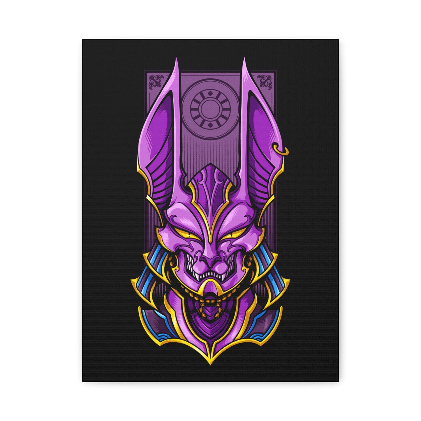 Purple Demon Mask Canvas Art - Stretched Matte Print for Home Decor - CreativeRino