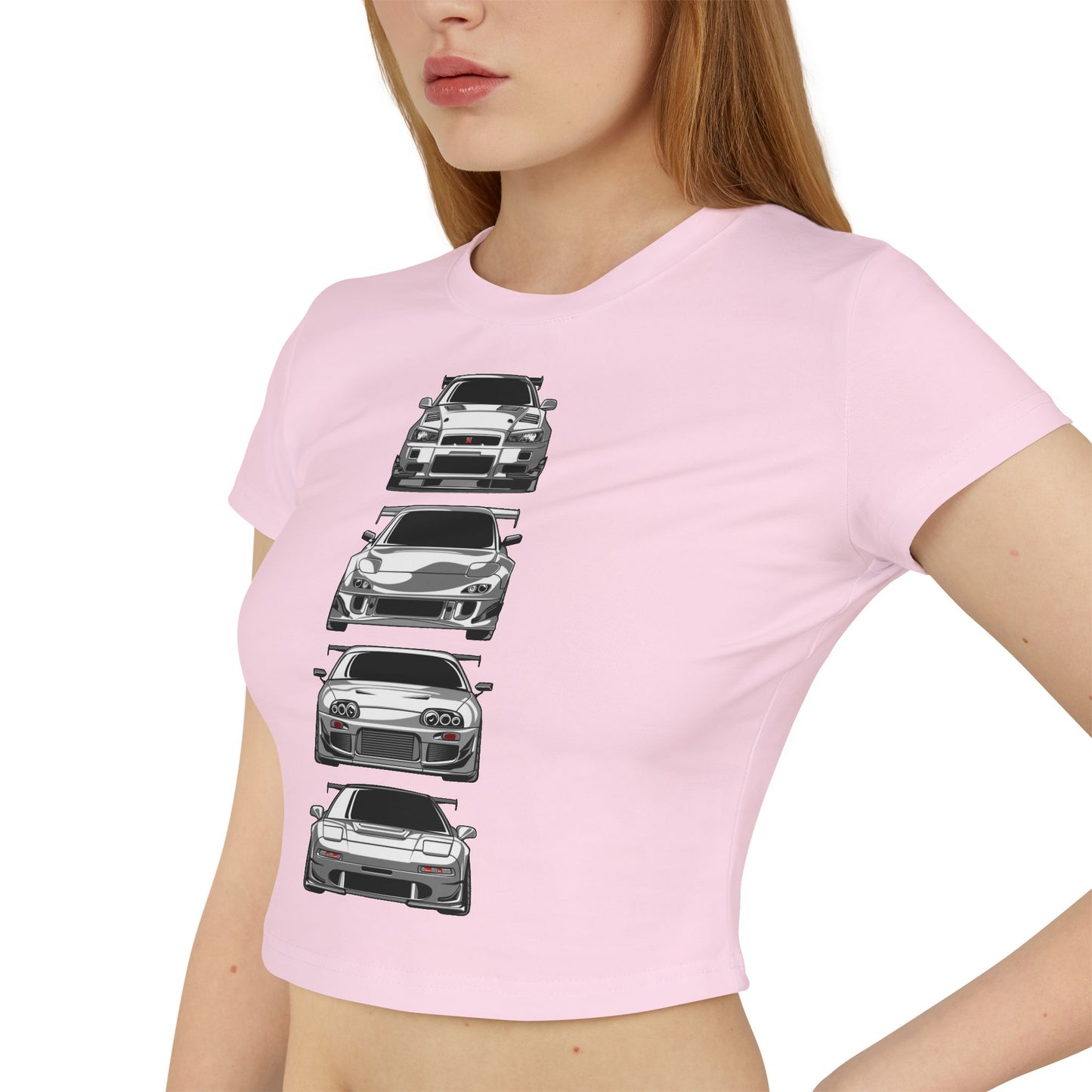 Women's Car Enthusiast Baby Tee - Classic Automotive T-shirt Designs - CreativeRino