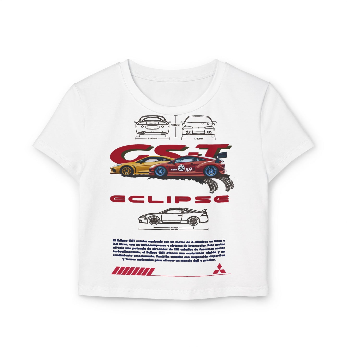 Mitsubishi Eclipse GST Women's Car Enthusiast Baby Tee - Car T-shirt Design - CreativeRino