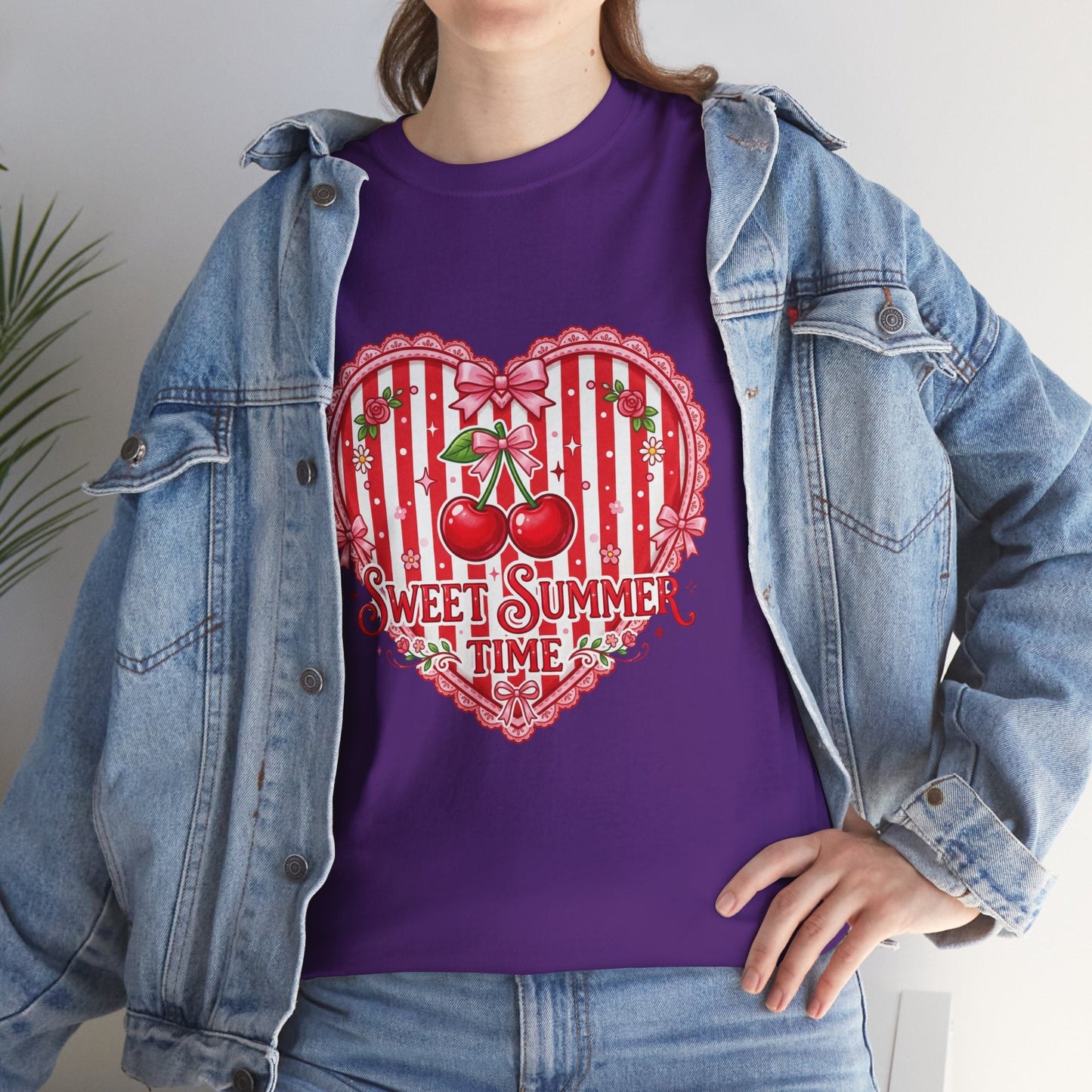 Sweet Summer Time Cherry Heart T-Shirt Printify