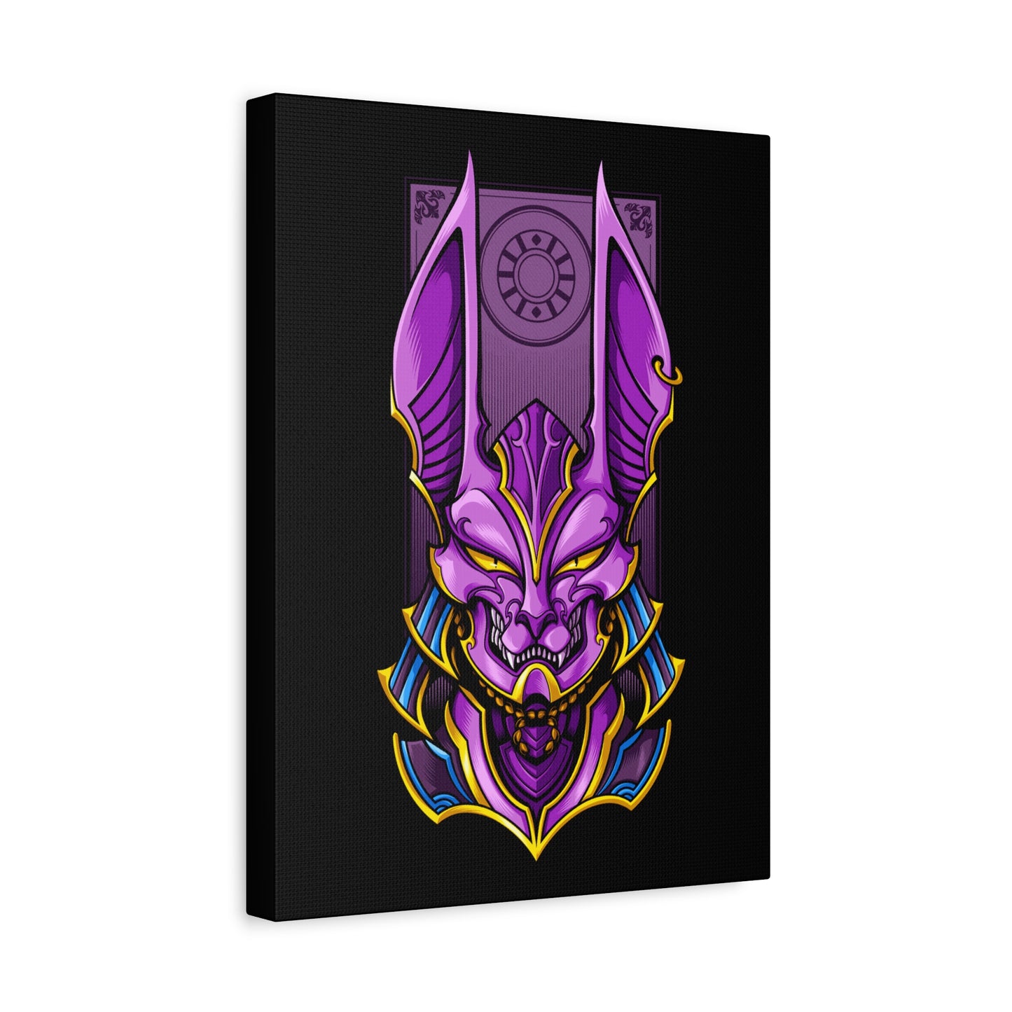 Purple Demon Mask Canvas Art - Stretched Matte Print for Home Decor - CreativeRino