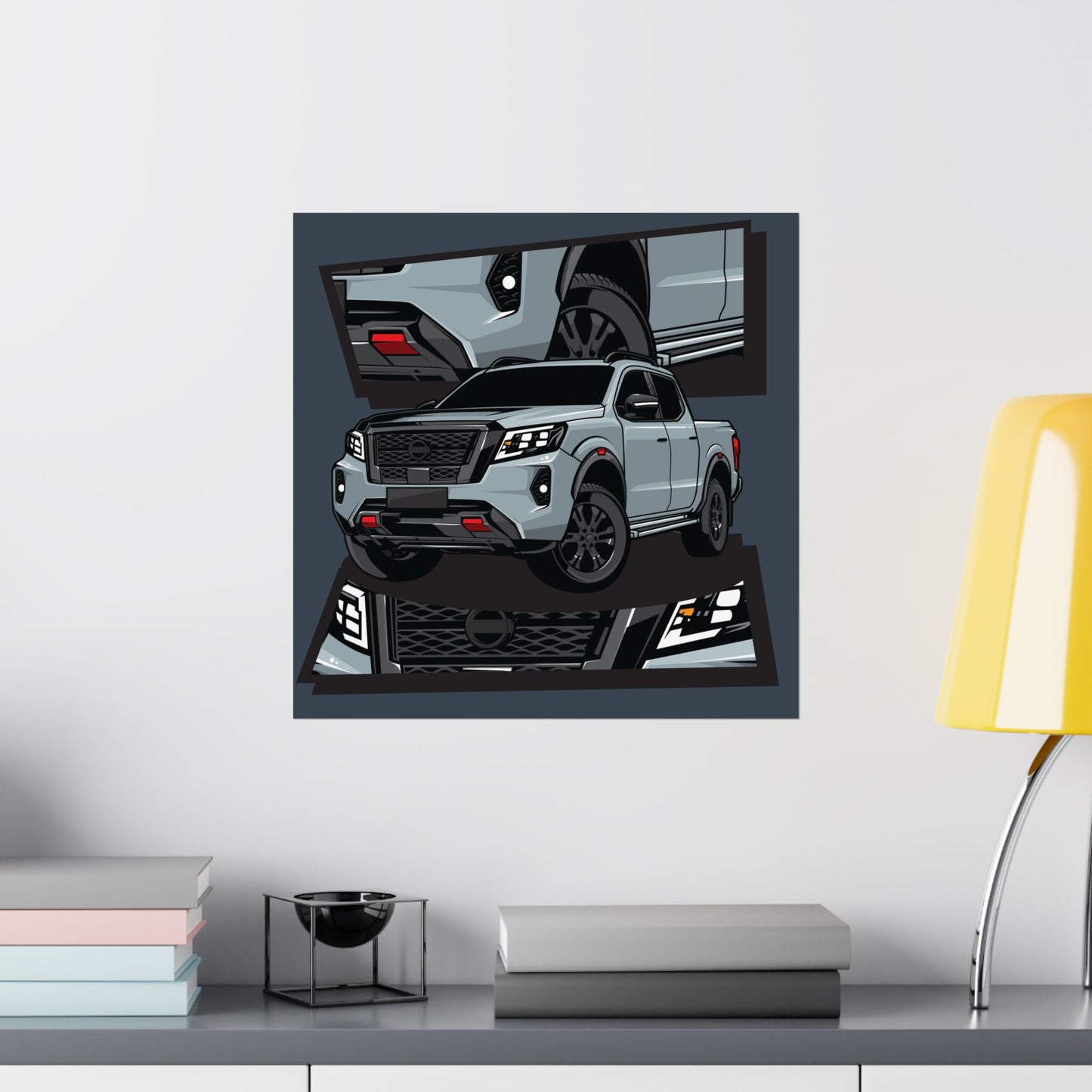 Stylish Matte Square Posters featuring Sleek Pickup Truck Design - CreativeRino