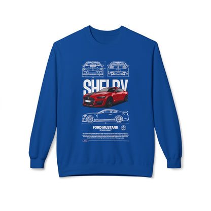 Ford Mustang Shelby Fleece Crewneck Sweatshirt - Soft and Stylish for Auto Enthusiasts - CreativeRino