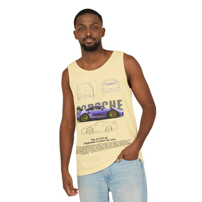 Unisex Garment-Dyed Tank Top - Porsche Design - Perfect T-shirt for Car Enthusiasts - CreativeRino