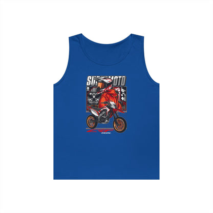Super Moto Motorcycle Graphic Unisex Heavy Cotton Tank Top | Perfect T-shirt for Bikers and Summer Rides - CreativeRino