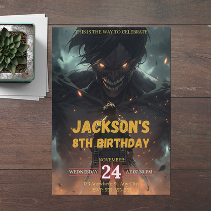 Attack on Titan Birthday Invitation Template - CreativeRino