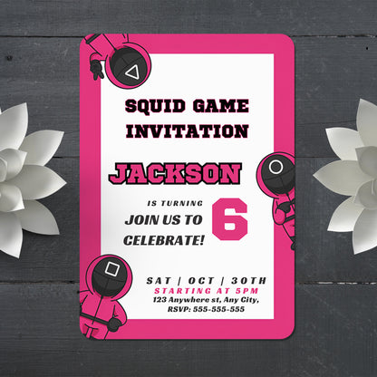 Squid Game Birthday Invitation Template - CreativeRino
