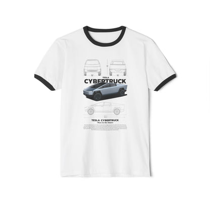 Retro Tesla Cybertruck Ringer T-Shirt for Casual Enthusiasts - CreativeRino