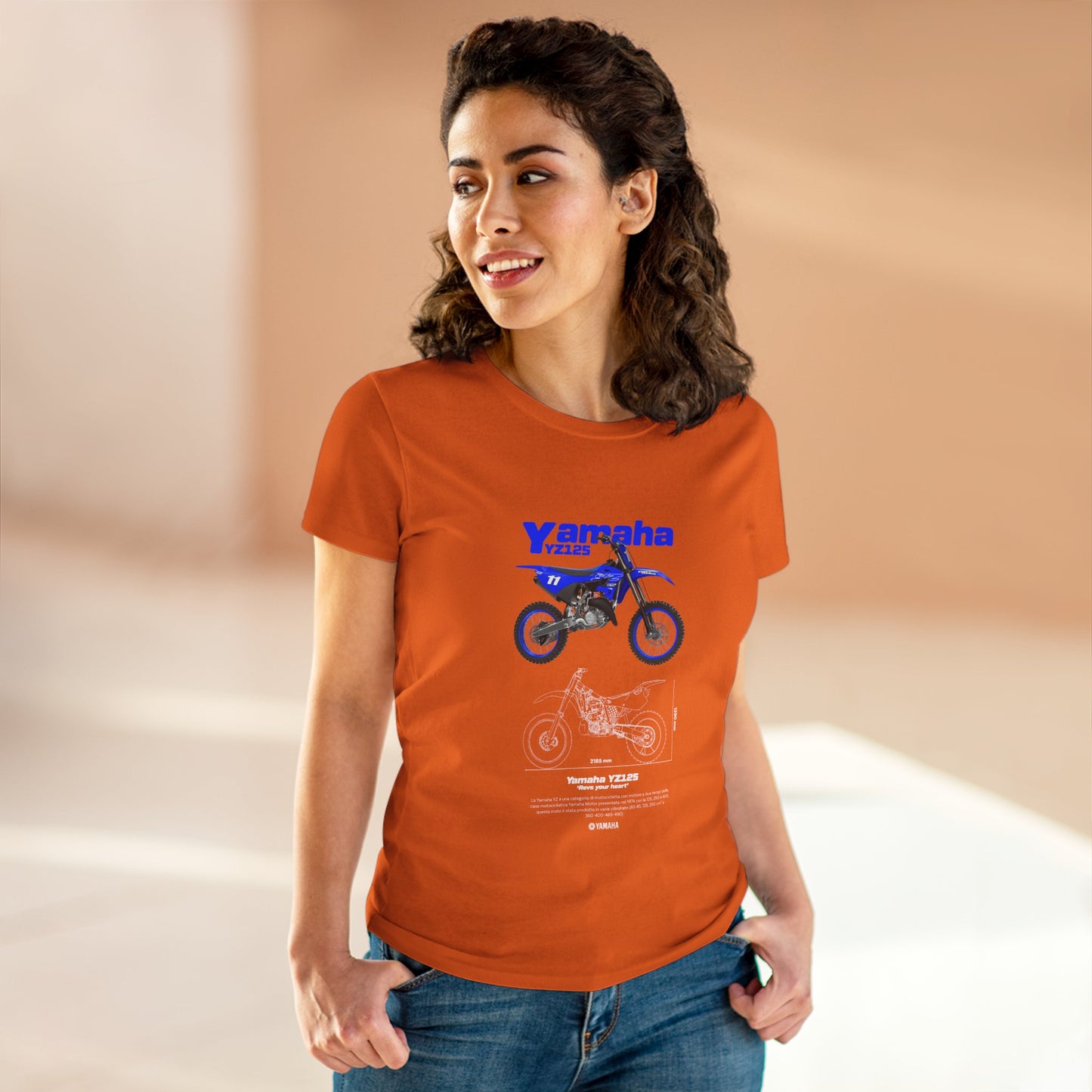 Yamaha YZ125 Motorcycle Women's Cotton Tee - Casual Biker T-shirt - CreativeRino