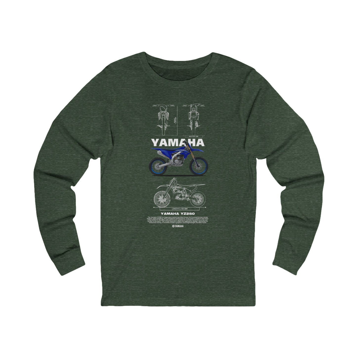 Yamaha YZ250 Motorcycle Long Sleeve Tee - Unisex Casual Apparel - CreativeRino