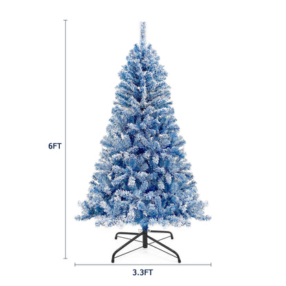 6FT Pre-Lit Snow Flocked Artificial Fir Christmas Tree Decor | Hinged, 750 Tips eprolo