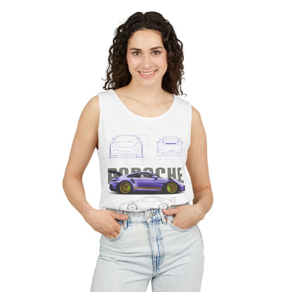 Unisex Garment-Dyed Tank Top - Porsche Design - Perfect T-shirt for Car Enthusiasts - CreativeRino