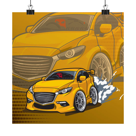Racing Car Matte Square Poster - Dynamic Automotive Wall Art - CreativeRino