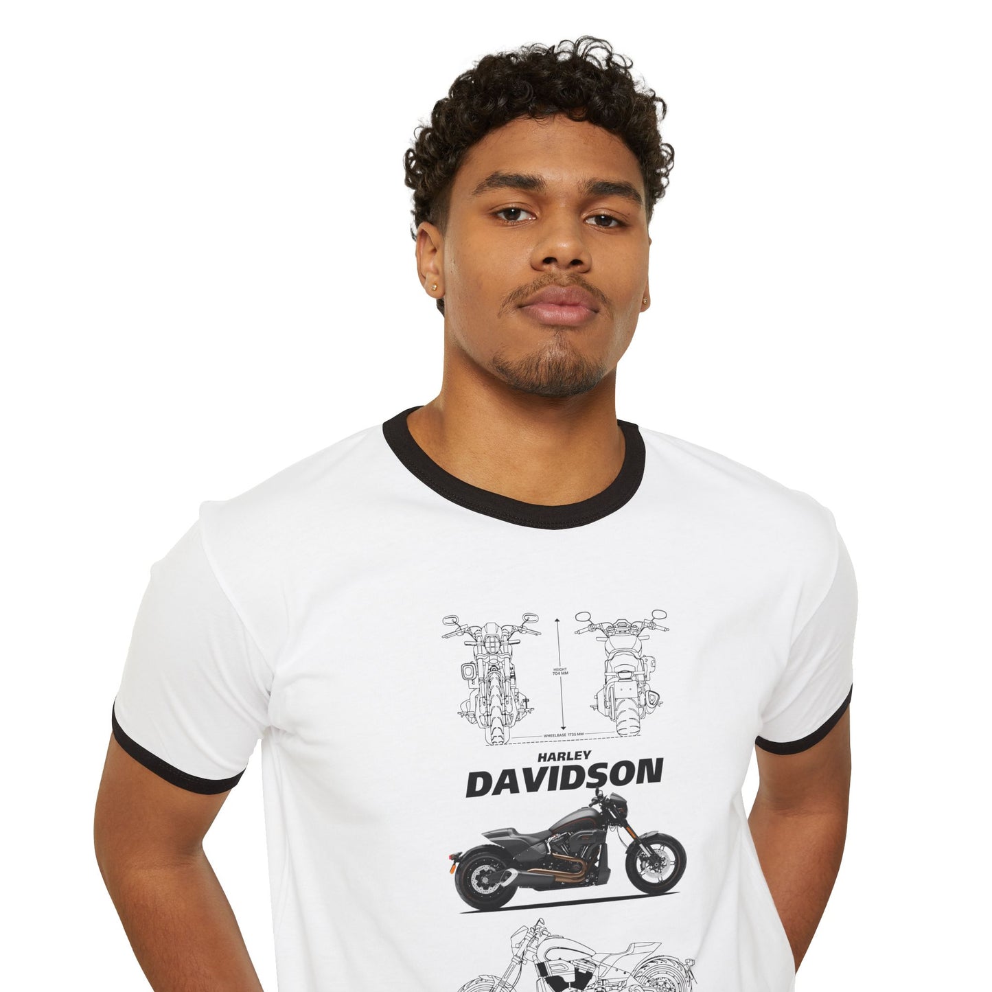 Harley Davidson Unisex Cotton Ringer T-Shirt - Vintage Style Motorcycle Tee - CreativeRino