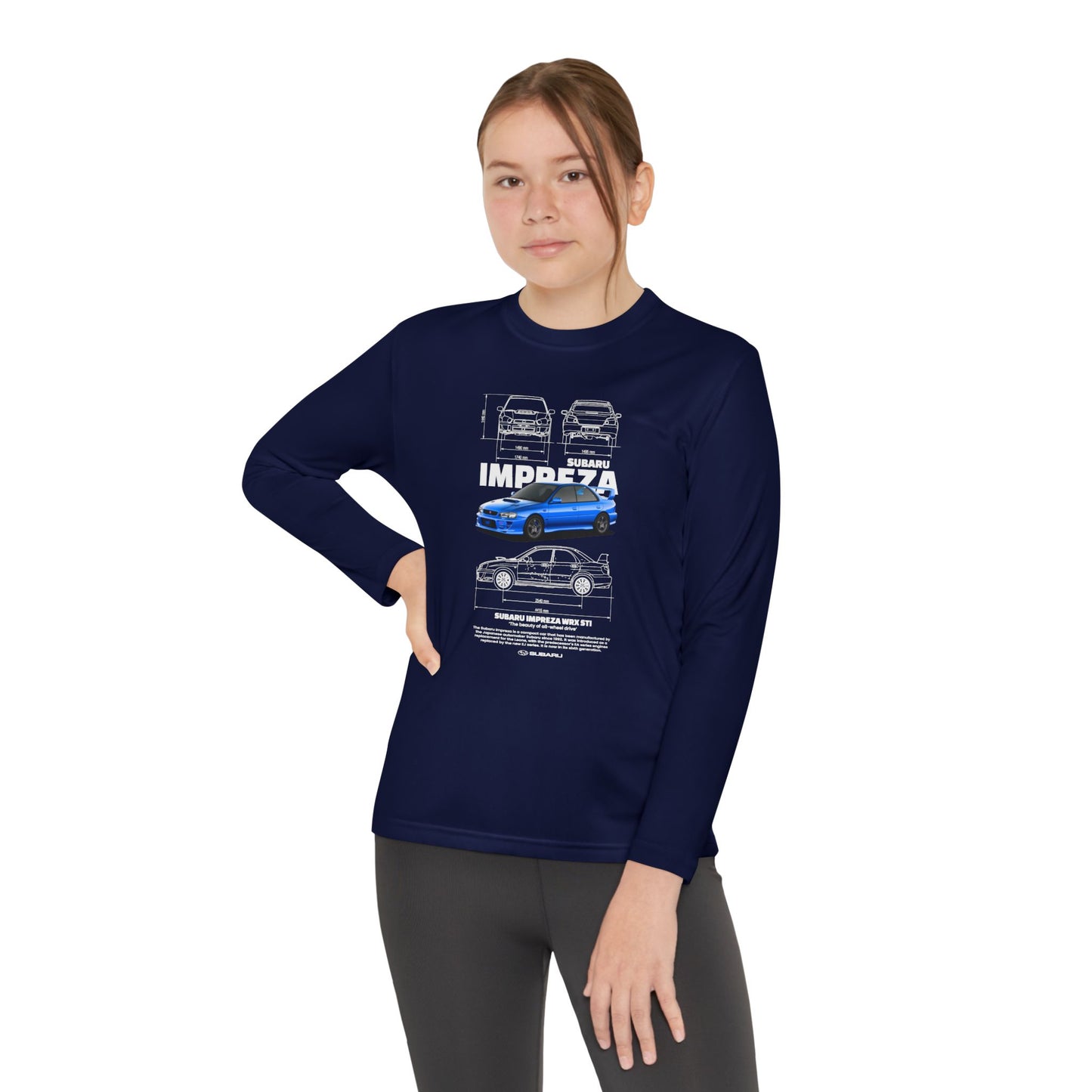 Subaru Impreza Youth Long Sleeve Tee - Coo l Car Design for Young Automotive Enthusiasts - CreativeRino