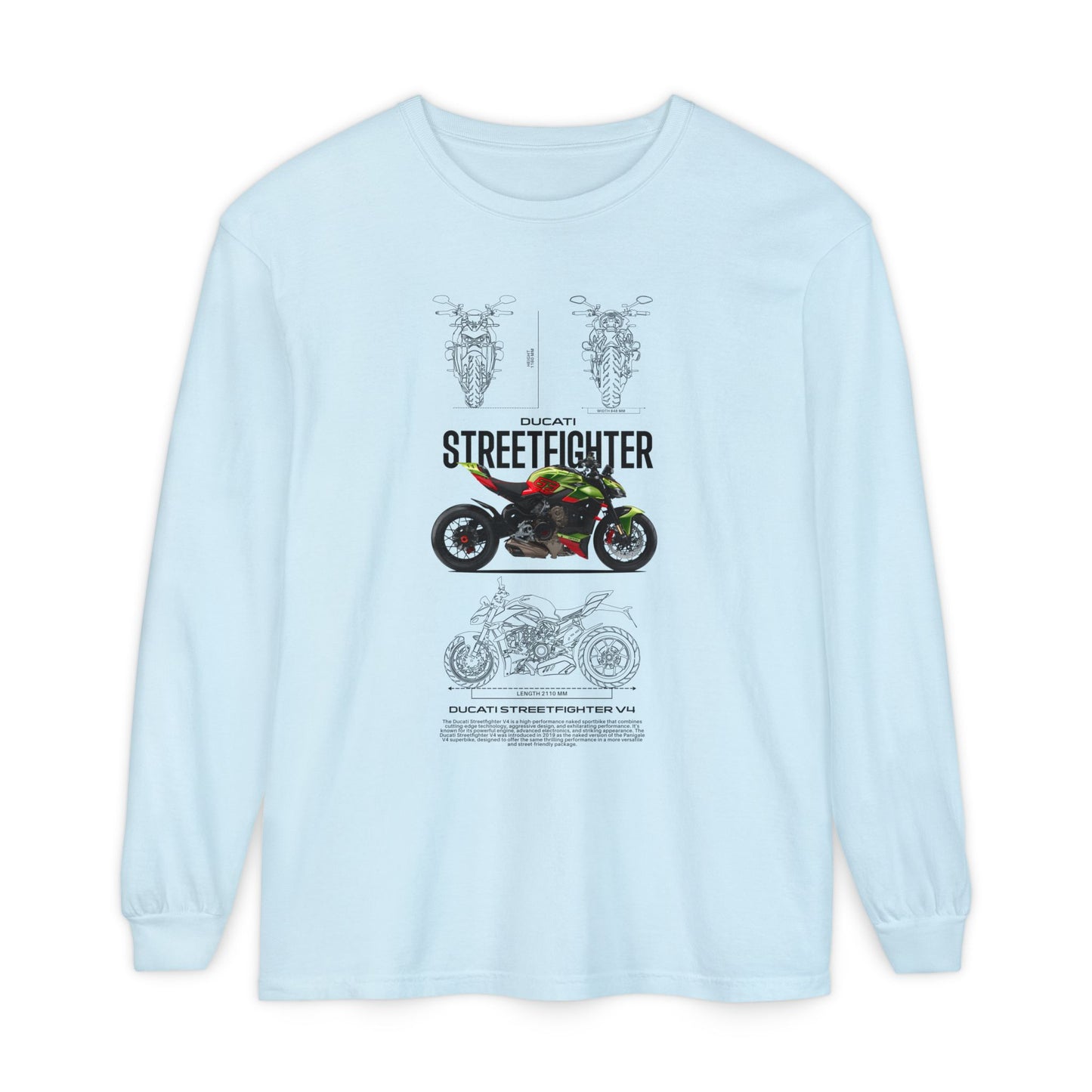 Ducati Streetfighter Long Sleeve T-Shirt - Retro Motorcycle Graphic T-shirt - CreativeRino